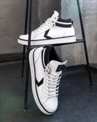 Чоловічі кеди високі NY-STAR WHITE білі з натуральної шкіри