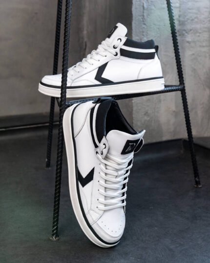 Чоловічі кеди високі NY-STAR WHITE білі з натуральної шкіри