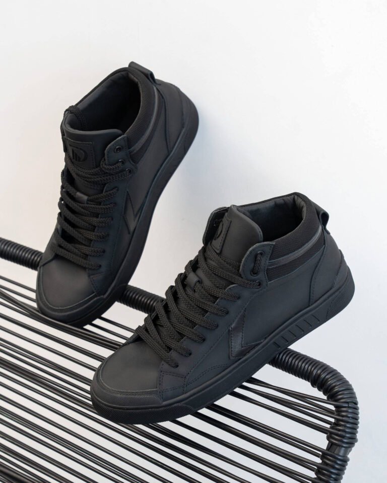Високі чоловічі кеди NY-STAR BLACK чорного кольору ракурс зверху