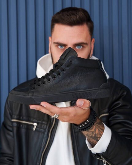 Чоловічі кеди високі SHADOW BLACK чорні стильні міські кеди
