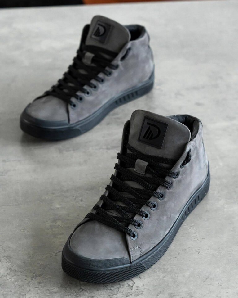 Чоловічі кеди високі SHADOW GRAFIT графітові з натуральної шкіри