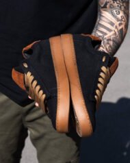 Чоловічі кеди літні AERO DARK чорні з коричневою підошвою