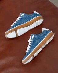 Чоловічі кеди літні AERO BLUE сині на білій підошві боковий вигляд