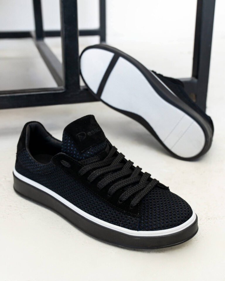 Чоловічі кеди літні RIVO BLACK чорні боковий ракурс