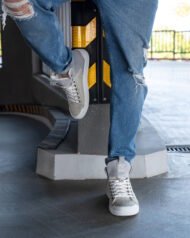 Чоловічі кеди літні FORS GREY сірі на нозі повний образ