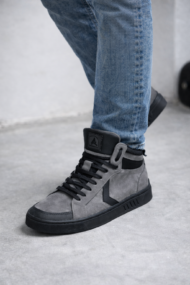 Чоловічі високі кеди NY-STAR GRAFIT графітові на нозі