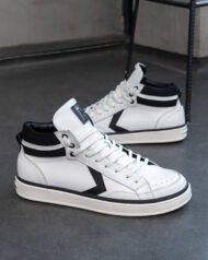 Чоловічі високі кеди NY-STAR WHITE білі пара вигляд збоку