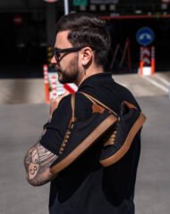 Чоловічі кеди літні AERO DARK чорні з коричневою підошвою lifestyle