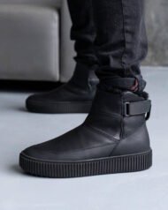 Чоловічі Barefoot анатомічні FURS BLACK чорні високі мінімалістичні кросівки профіль збоку