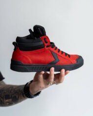 Чоловічі кеди NY-STAR RED червоні з чорною підошвою профіль