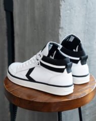 Чоловічі високі кеди NY-STAR WHITE білі пара під кутом