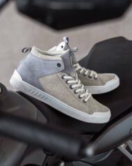 Чоловічі кеди літні FORS GREY світло-сірі з натуральної шкіри, вигляд збоку