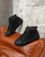 Чоловічі ботинки GLAM BLACK чорні шкіряні боковий вигляд пари