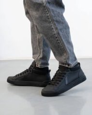 Високі чоловічі кеди NY-STAR BLACK чорні вигляд ззаду