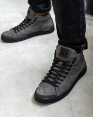 Чоловічі кеди високі SHADOW GRAFIT графітові детальний боковий вигляд