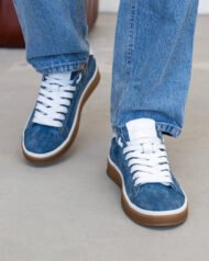 Чоловічі кеди літні AERO BLUE сині вигляд спереду на нозі