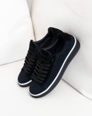 Чоловічі кеди літні RIVO BLACK чорні пара вигляд під кутом