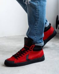 Кеди чоловічі NY-STAR RED червоно-чорні боковий вигляд