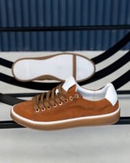 Чоловічі кеди літні AERO FIRE коричневі замшеві боковий вигляд з підошвою