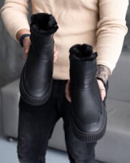 Чоловічі Barefoot анатомічні FURS BLACK чорні високі мінімалістичні кросівки вигляд спереду