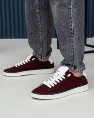 Чоловічі кеди літні AERO RED бордові боковий ракурс на нозі