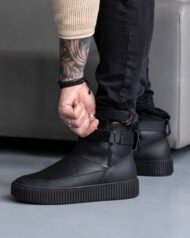 Чоловічі Barefoot анатомічні FURS BLACK чорні високі мінімалістичні кросівки вигляд збоку