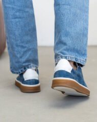 Чоловічі кеди літні AERO BLUE сині вигляд ззаду на нозі