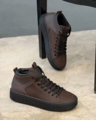 Чоловічі ботинки URBAN BROWN коричневі шкіряні вигляд під кутом