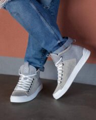 Чоловічі кеди літні FORS GREY сірі боковий вигляд на нозі