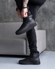 Чоловічі Barefoot анатомічні FURS BLACK чорні високі мінімалістичні кросівки на нозі