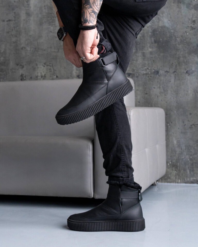 Чоловічі Barefoot анатомічні FURS BLACK чорні високі мінімалістичні кросівки на нозі